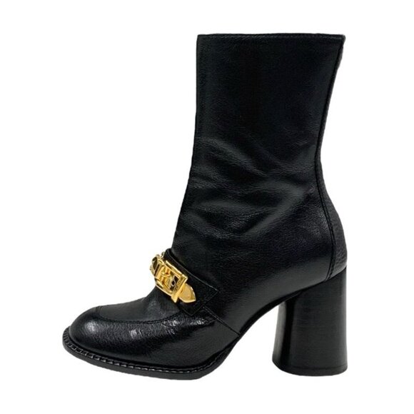 Gucci Boots Short Boots Shoes Leather Black Gold Chain Belt main image 5